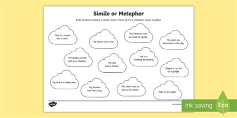 Simile Or Metaphor Worksheet Teacher Made Twinkl