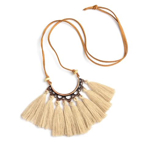 Aliexpress Buy Bohemian Fringe Tassel Pendant Necklace Green