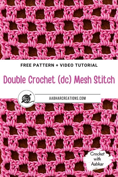 Free Stitch Tutorial Instructions And Printable Crochet Chart For Double Crochet Dc Mesh