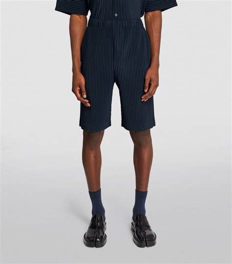 Homme Plissé Issey Miyake navy Pleated Drawstring Shorts Harrods UK