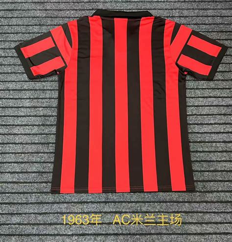 1963 Retro Version AC Milan Home Red Black Thailand Soccer Jersey AAA 709