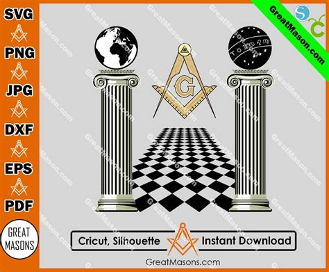 Masonic Columns Masonic Pillar Chess Board Floor Svg Png Eps Dxf J Great Masons