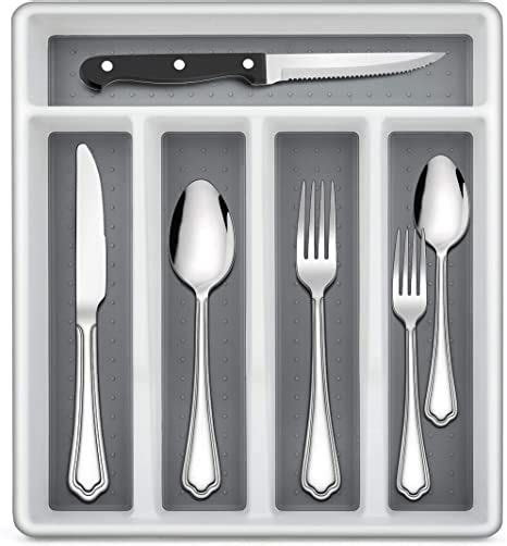 Lianyu 36 Piece Silverware Set With Steak Knives And Organizer Tray