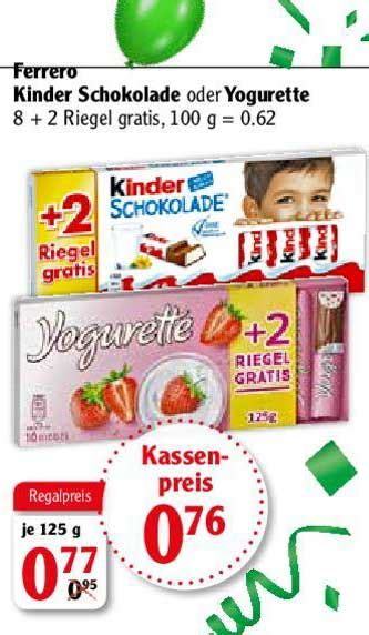 Ferrero Kinder Schokolade Oder Yogurette Angebot Bei Globus 1Prospekte De