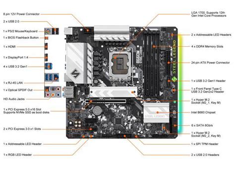 ASRock B660M STEEL LEGEND LGA 1700 Intel B660 SATA 6Gb S DDR4 Micro ATX