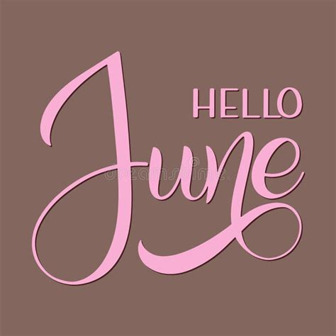 June Lettering Print Summer Minimalistic Illustration Isolated