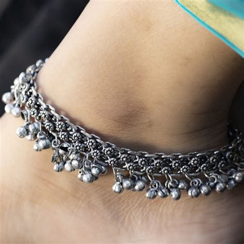 Oxidized German Silver Anklet Ethnic Indian Traditional Etsy