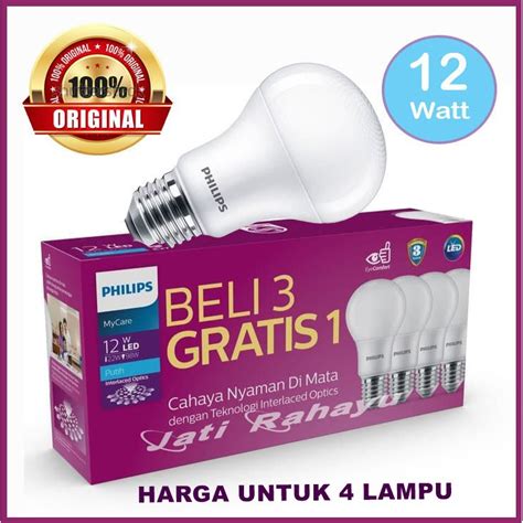 Jual PHILIPS Lampu Led Paket Beli 3 Gratis 1 12W 12 Watt PUTIH