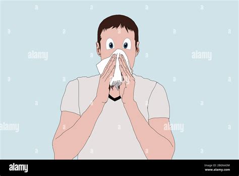 Sick Man Unhappy Character Cartoon Illustration Man With