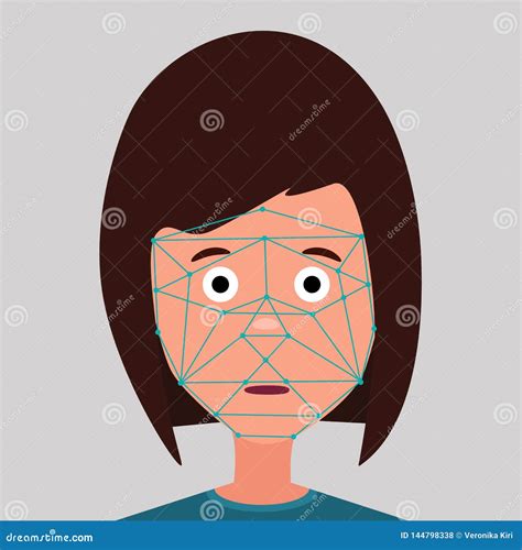 Face Scan Icon In Comic Style Facial Id Vector Cartoon Illustration On