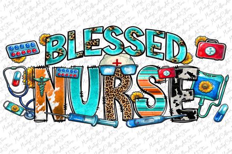 Nurse Sublimation Blessed Nurse Png Graphic By Mintycoffeeartstore