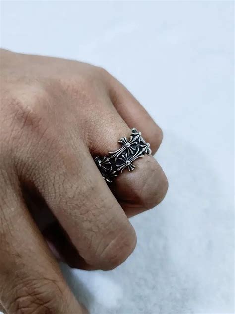 Chrome Hearts Double Cross Flower Ring Vintage Couple Ring Unisex