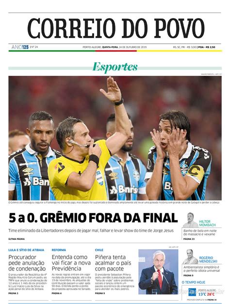 Capa Correio do Povo Edição Quinta 24 de Outubro de 2019