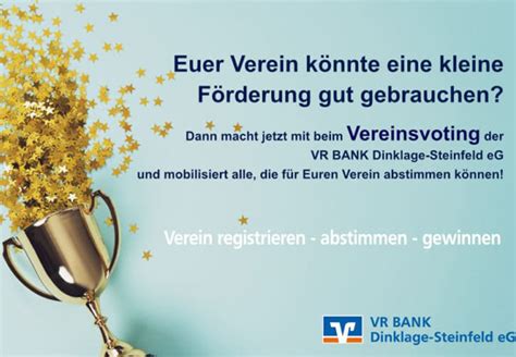 1000 Euro Zu Vergeben Vereinsvoting Der VR BANK Dinklage Steinfeld EG