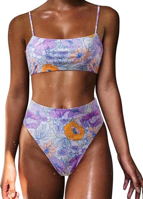 Women High Wasited Bikini Shoulder Strap Piece High Cut String Swimsuits Shein Usa