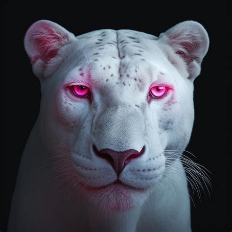 Premium AI Image | White Albino Animal panther pink eyes Generative AI