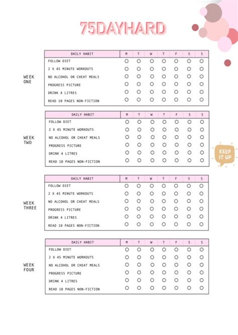 75 Day Hard Challenge Goal and Habit Tracker Printable Instant Download ...