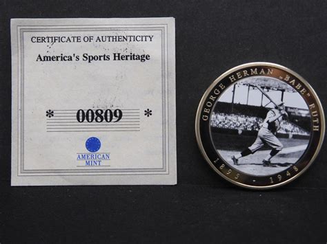 At Auction Babe Ruth Medal Babe Ruth By The American Mint