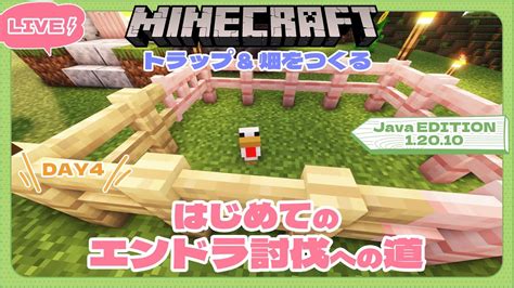 【minecraft マインクラフト】はじめてのエンドラ討伐への道 Day4 『トラップand畑つくり篇』 Java Edition