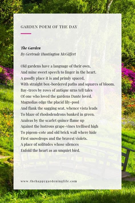 The Garden By Gertrude Huntington Mcfert Garden Poems Poem A