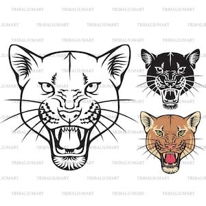 Cougar Face Cut Files For Cricut Clip Art Silhouette Eps Svg Pdf