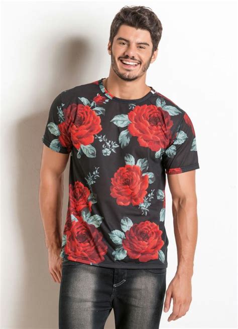 Camiseta Preta Actual Estampa Floral Queima De Estoque