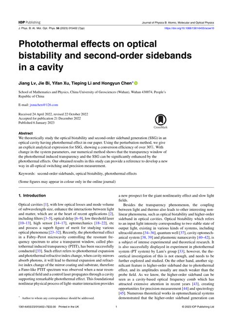 Photothermal eﬀects on optical bistability and second order sidebands