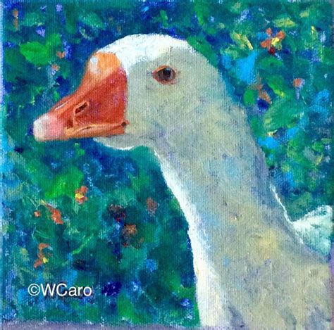 Goose 6x6 Square Original Oil Painting Mother Goose Etsy Blue Bird