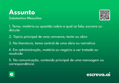 O Conceito De Assunto É - Assunto - Significado e Sinônimo - escreva.ai