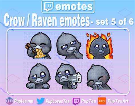 6x Crow Raven Emotes Pack For Twitch Youtube And Discord Set 5 Etsy