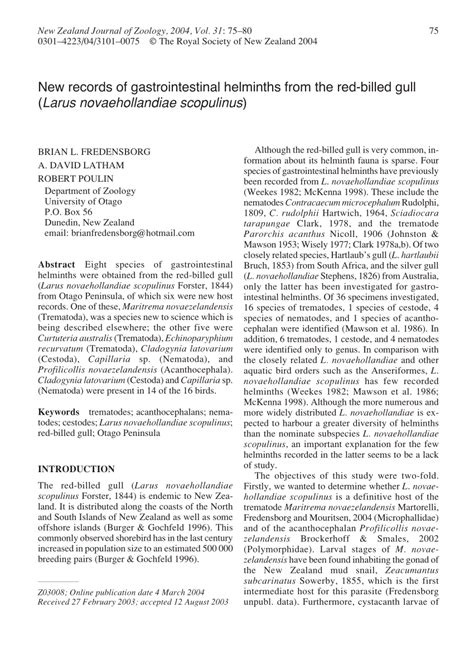 PDF New Records Of Gastrointestinal Helminths From The Red Billed