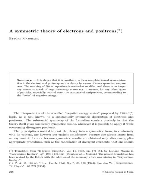 A Symmetric Theory Of Electrons And Positrons