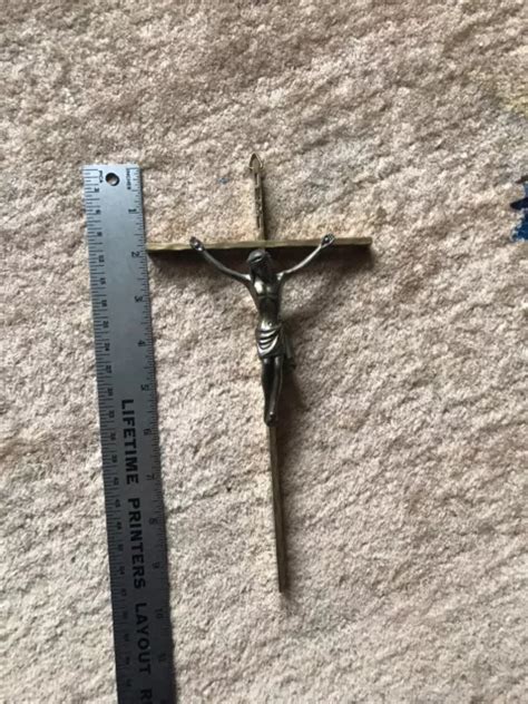 Vintage Solid Brass Crucifix Jesus Christ Wall Hanging High End Widened