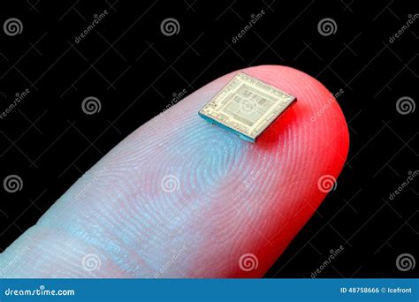 Silicon Microchip On Fingertip Stock Photo Image 48758666