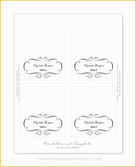 Free Wedding Place Card Template Of Free Printable Table Place Cards ...