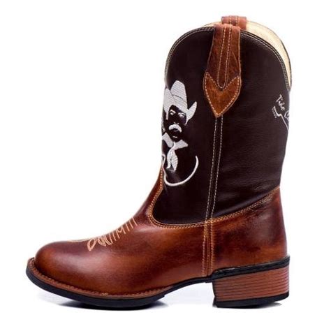 Bota Texana Country Rodeio Masculina Cano Longo Bordado Submarino