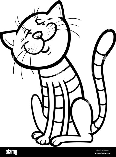 Ilustración De Dibujos Animados De Feliz Gato Atigrado Para Coloring Book Imagen Vector De Stock