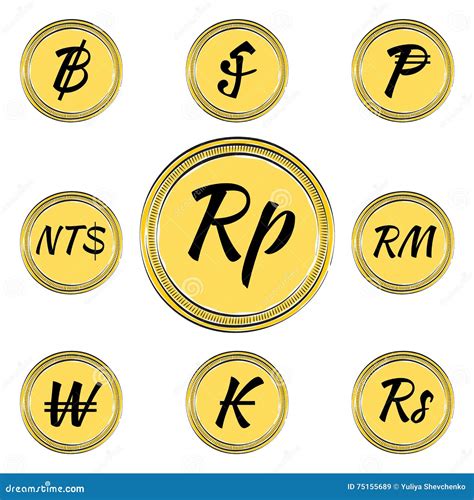 Set With Asian Currency Symbols Cartoon Vector | CartoonDealer.com ...