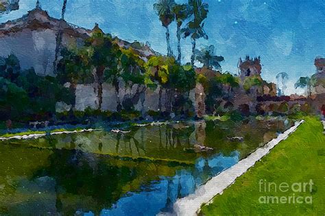 N2035 Usa Parks Houses Pond San Diego Palms Balboa Park Nature Digital