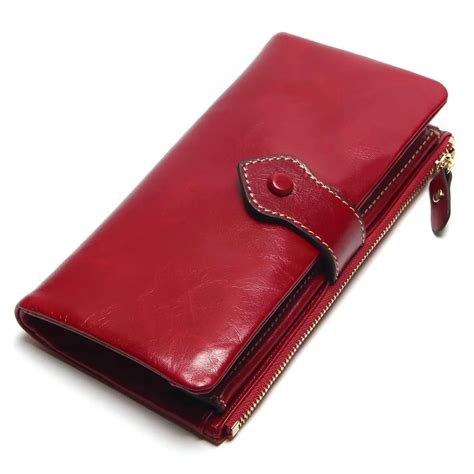 Aliexpress.com : Buy Luxury Oil Wax Cowhide Leather Women's Long Wallet