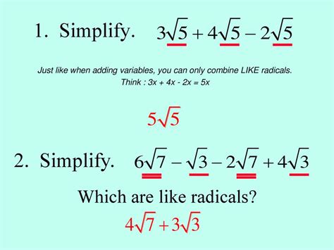 Adding and Subtracting Radicals - ppt download