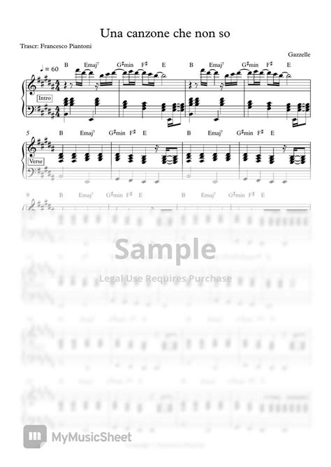 Gazzelle Una Canzone Che Non So Spartito Pianoforte Sheets By