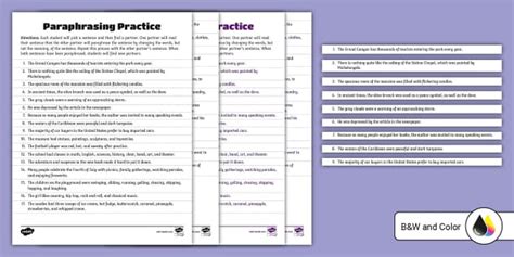 Eighth Grade Paraphrase Practice Worksheet Teacher Made