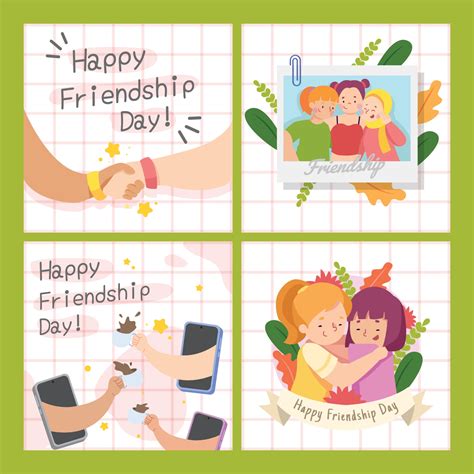 Happy Friendship Day Cards Set 3153427 Vector Art at Vecteezy