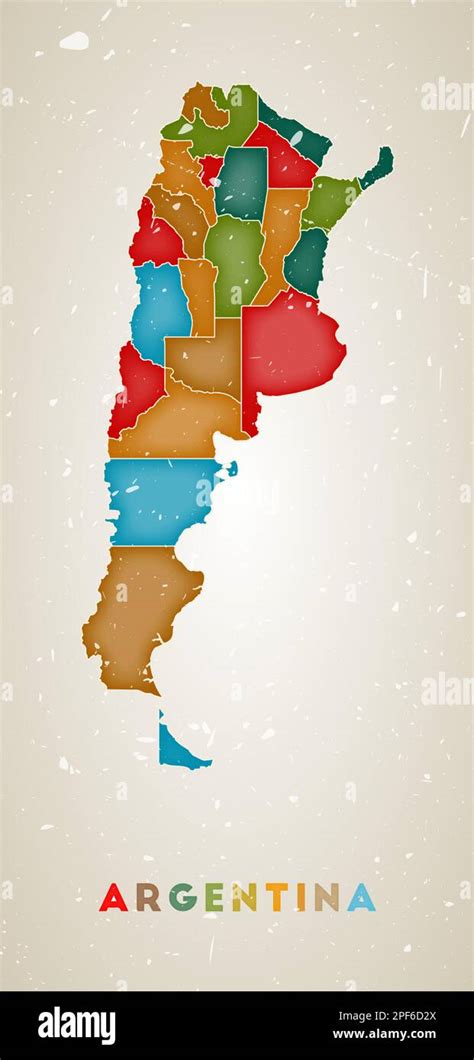 Mapa De Argentina Cartel De Pa S Con Regiones De Colores Vieja