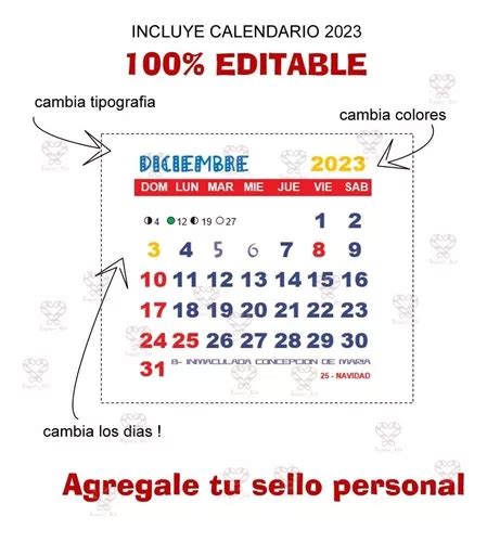 Comprar Kit Imprimible Calendario 2023 Con Frases Mignon Almanaque