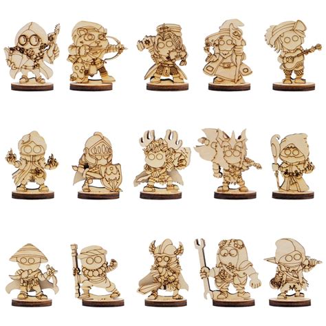 Dnd Fantasy Miniatures 14 Cute Character Classes Set 2 5d Wood Laser