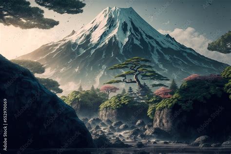 Mountain 4K Wallpaper. Japan Landscape, calming Stock Illustration ...