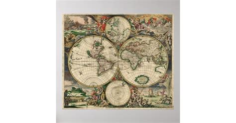 Antique Old World Map of the World Poster | Zazzle