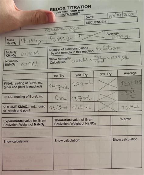 Solved REDOX TITRATION | Chegg.com